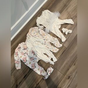 0-3 months multiple brands Floral and Polka Dot Baby Onesies Set